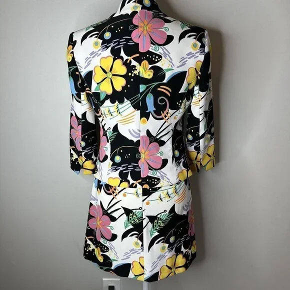 Rare Vintage Alberto Makali for Cache Floral Print Jacket and Skirt Suit 4/6